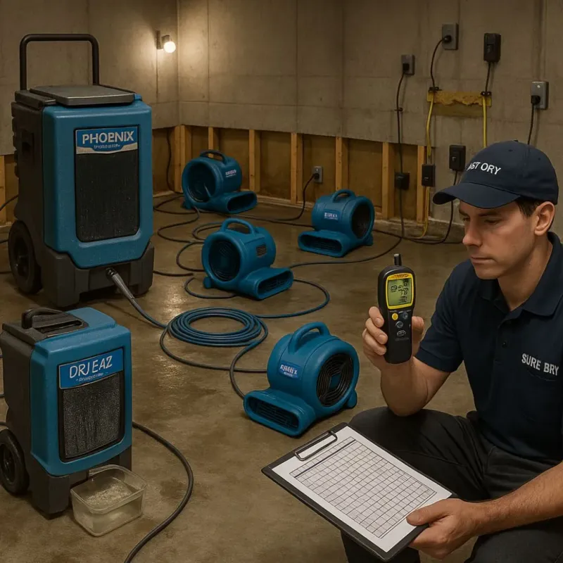Structural Drying and Dehumidification process in Erwinville, LA